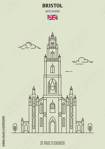 St Paul's Church in Bristol, UK. Landmark icon