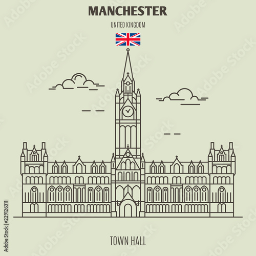 Town Hall in Manchester, UK. Landmark icon photo