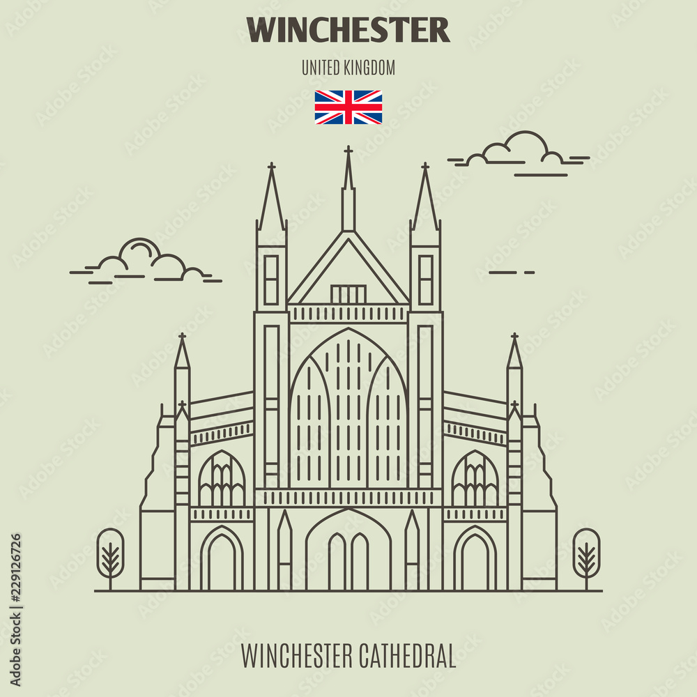 Winchester Cathedral, UK. Landmark icon