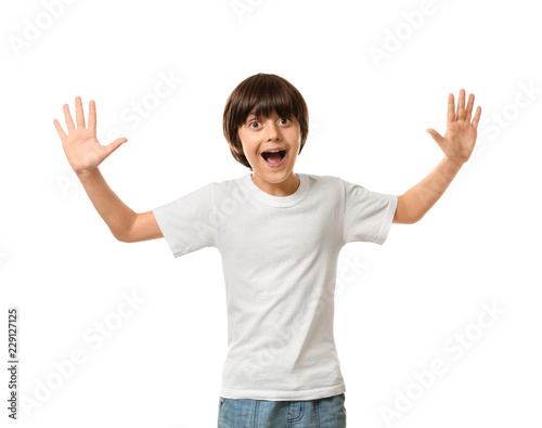 Happy little boy in t-shirt...