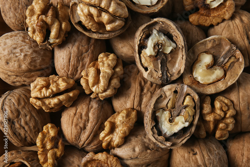 Tasty walnuts as background