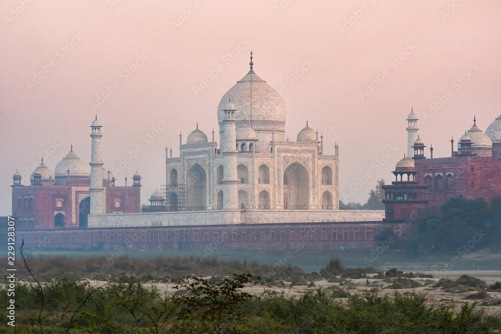 Famous Taj Mahal during sunset