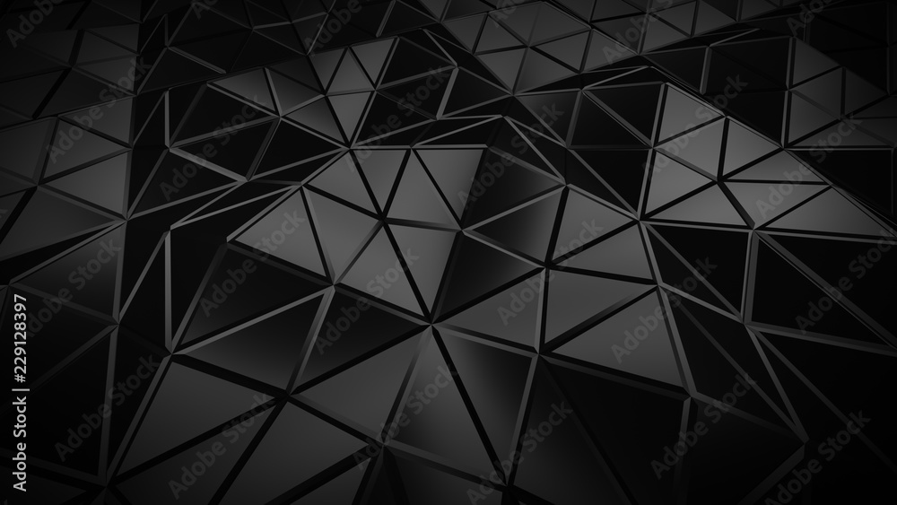 Low poly black construction with sharp edges 3D rendering Low poly black construction with sharp edges 3D rendering