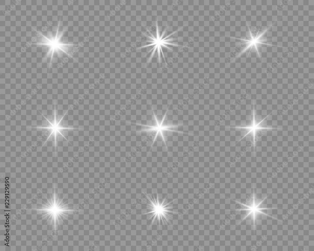 Glow isolated white light effect set, lens flare, explosion, glitter, line, sun flash and stars. Abstract special effect element design. Shine ray with lightning Glow isolated white light effect set, lens flare, explosion, glitter, line, sun flash and stars. Abstract special effect element design. Shine ray with lightning