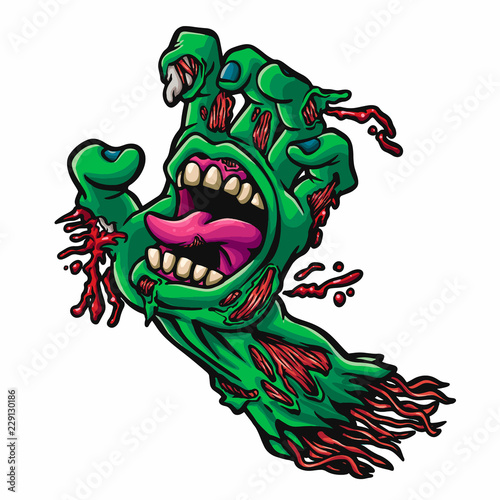 Zombie hand scream - dead mouth - vector illustration