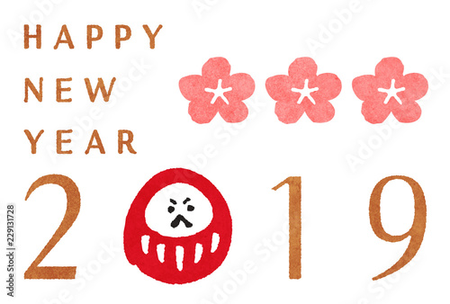 年賀状  2019 花だるま 