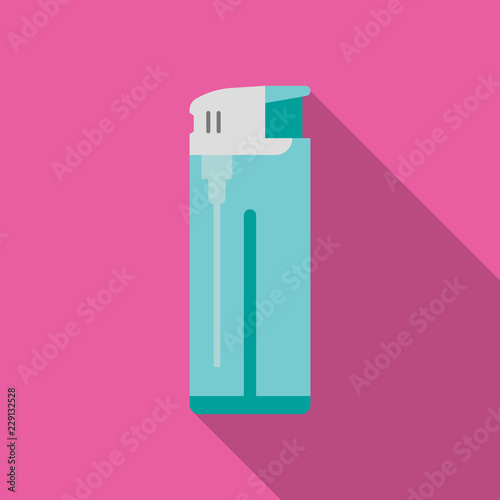 Gas lighter flat icon with long shadow isolated on pink background. Simple Lighter in flat style, vector illustration.