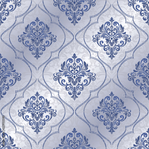 Seamless damask pattern for background or wallpaper design. Vector vintage floral seamless pattern element.