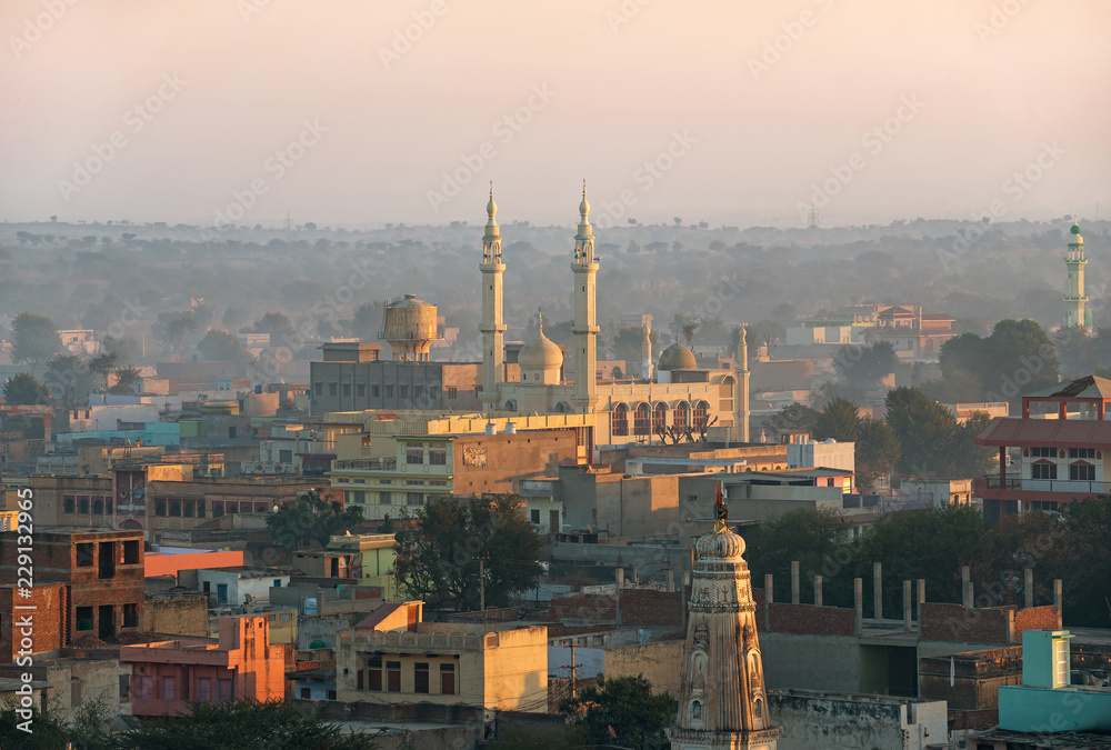 View of town of Mandawa in Rajasthan, India