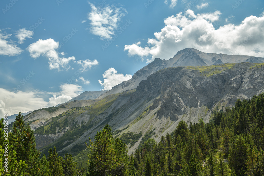 Beautiful peaks around Ofenpass in Swiss National Park
