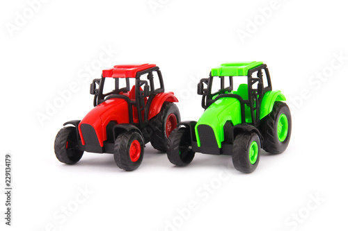 Toy tractor isolated on white
