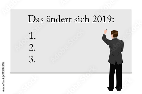 Wallpaper Mural Das ändert sich 2019 - Geschäftsmann schreibt auf Whiteboard Torontodigital.ca