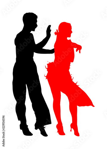 Elegance tango Latino dancers vector silhouette isolated on white background. Dancing couple. Partner dance salsa, woman and man in love. lady and gentleman dance passionate Latin erotic sensual dance