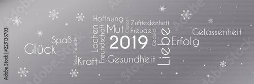 Wort Wolke 2019 - Wünsche Positiv Erfolg Kraft