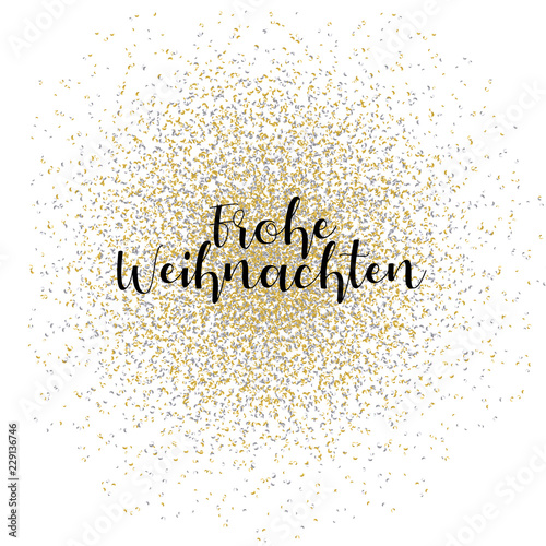 Frohe Weihnachten -goldene und silberne Konfetti