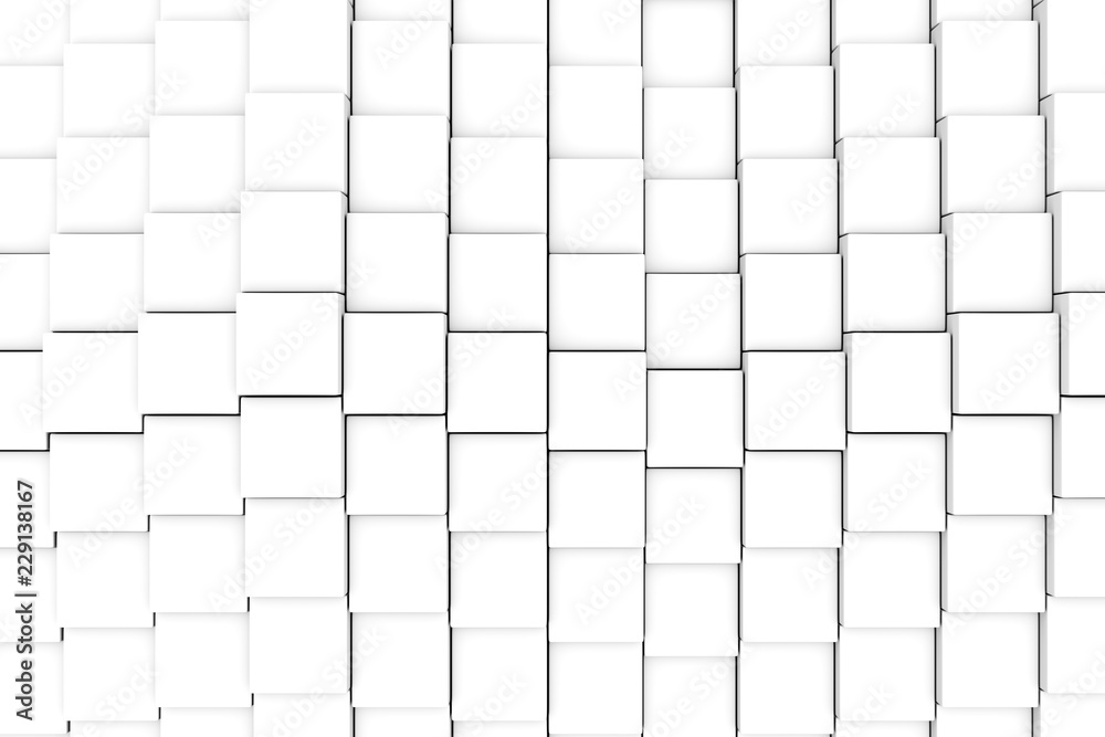black and white abstract background with cube and wave 3D illustration black and white abstract background with cube and wave 3D illustration