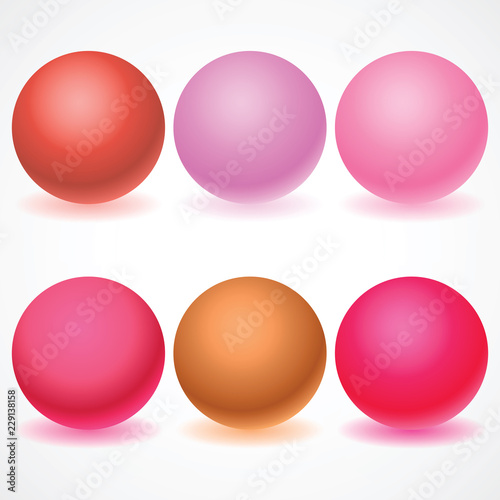 Set of multicolored spheres with shadows