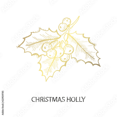 decorative golden holly berry