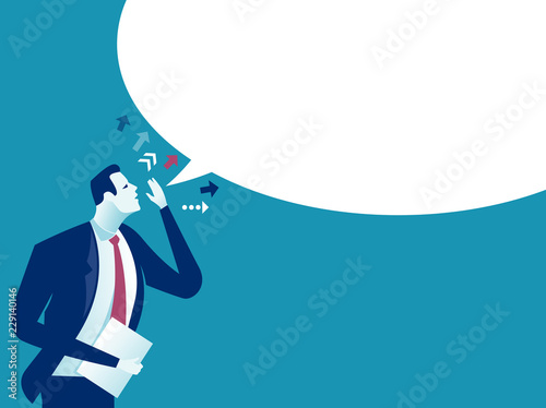The Message. Manager talking with a megaphone. Communication and advertising concept illustration