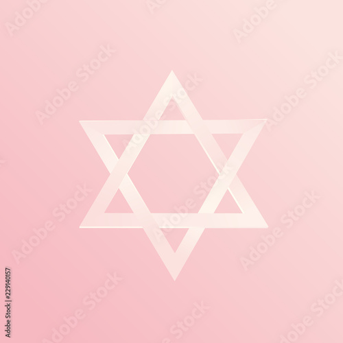 Pink Feminine Star of David. Vector 3D Symbol of Israel