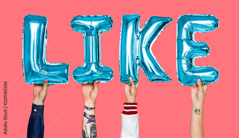 Blue alphabet helium balloons forming the text like Blue alphabet helium balloons forming the text like