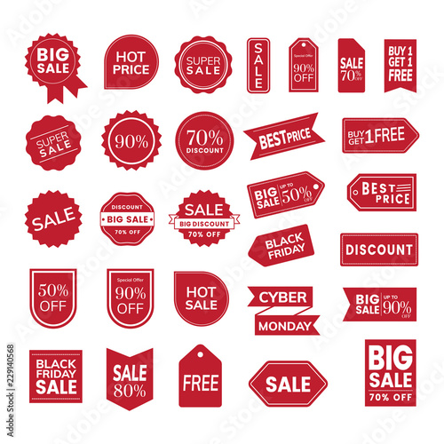 Set of promotion badge vectors