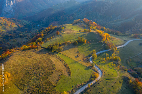 Aerial view of countryside road at autumn © salajean