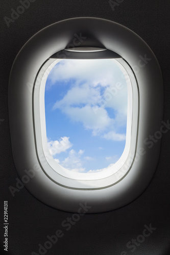 Sky in airplane window