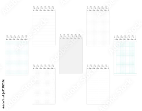 Wire bound junior legal size notebook set with various ruled paper