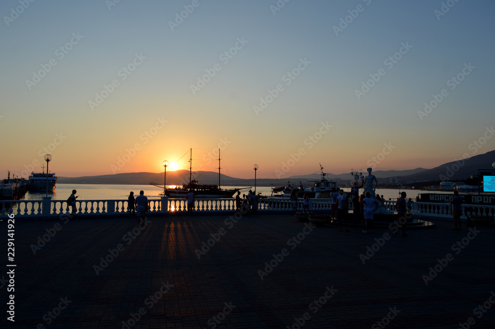 sunset at port