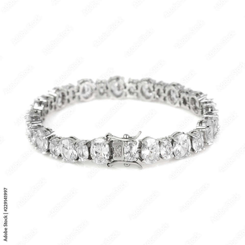 Silver diamond bracelet isolated on white Silver diamond bracelet isolated on white