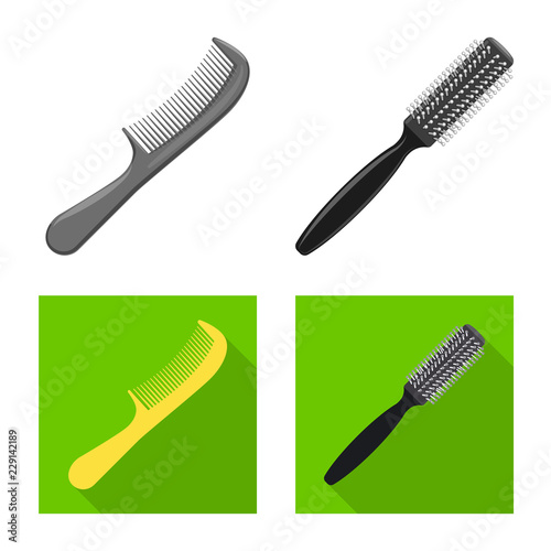 Vector design of brush and hair symbol. Set of brush and hairbrush vector icon for stock.