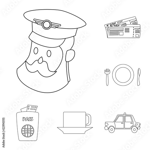 Vector design of airport and airplane symbol. Collection of airport and plane stock vector illustration.