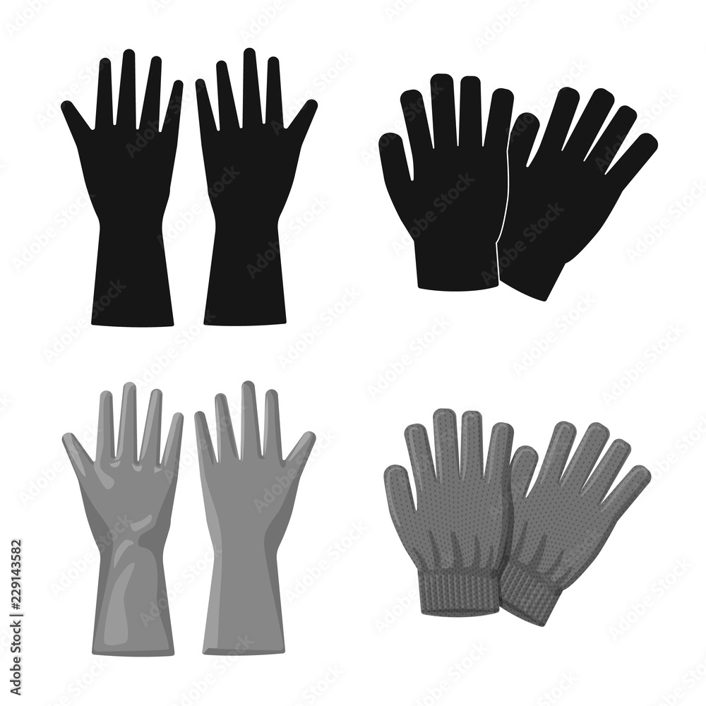 Obraz premium Vector illustration of glove and winter symbol. Set of glove and equipment stock vector illustration.