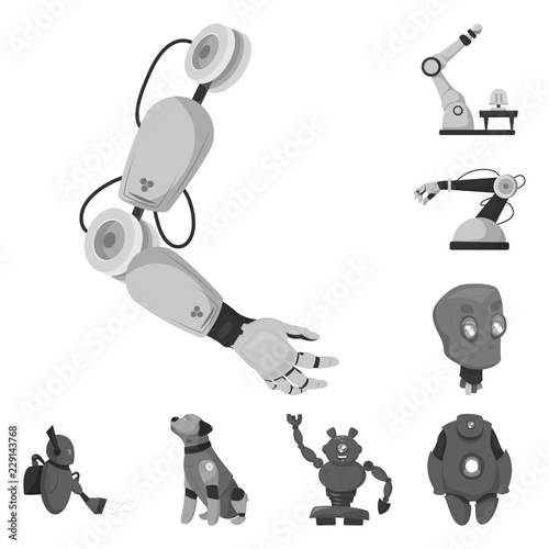 Isolated object of robot and factory logo. Set of robot and space vector icon for stock.