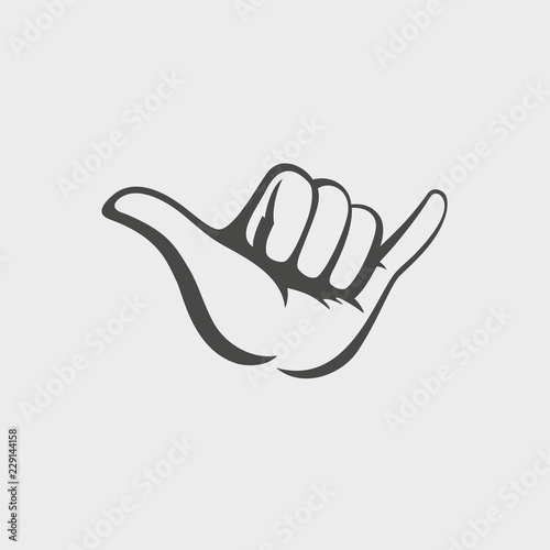 Shaka hand vector sign. Hang loose symbol