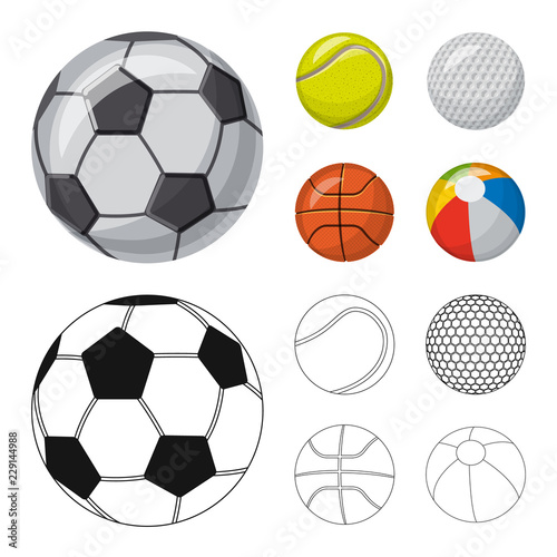 Vector illustration of sport and ball sign. Set of sport and athletic stock symbol for web.