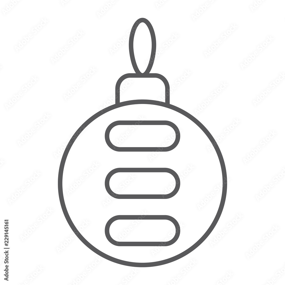 Christmas tree ball thin line icon, xmas and decoration, bauble sign, vector graphics, a linear pattern Christmas tree ball thin line icon, xmas and decoration, bauble sign, vector graphics, a linear pattern