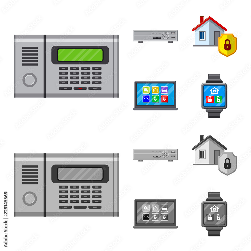 Vector design of office and house sign. Collection of office and system stock symbol for web.