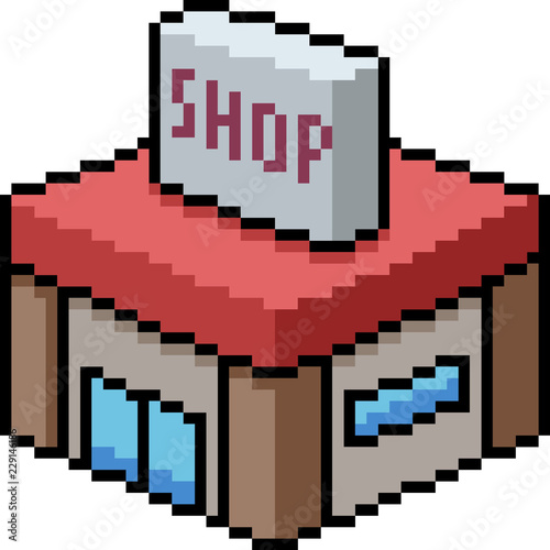 vector pixel art small shop