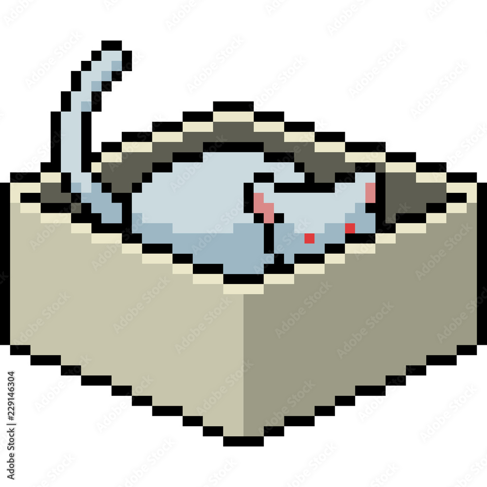 Obraz premium vector pixel art cat in box