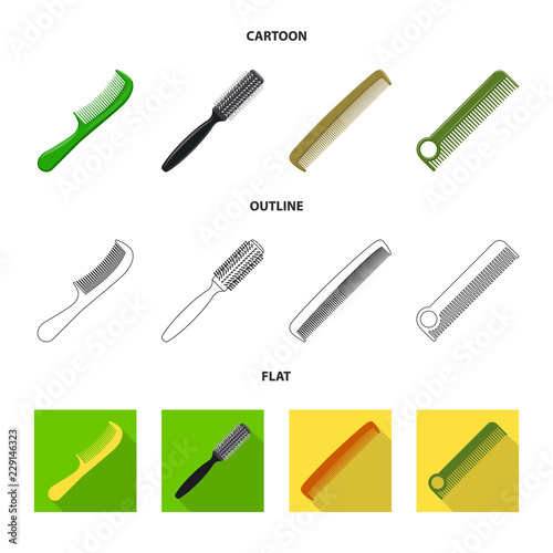 Isolated object of brush and hair symbol. Collection of brush and hairbrush stock vector illustration.