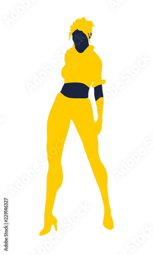 Sexy woman silhouette in casual cloth. Abstract fashion illustration.