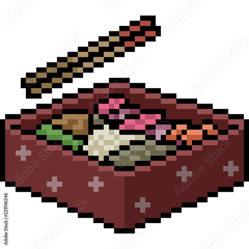 vector pixel art bento lunch