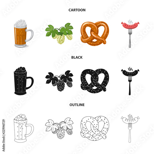 Isolated object of pub and bar sign. Set of pub and interior stock vector illustration.
