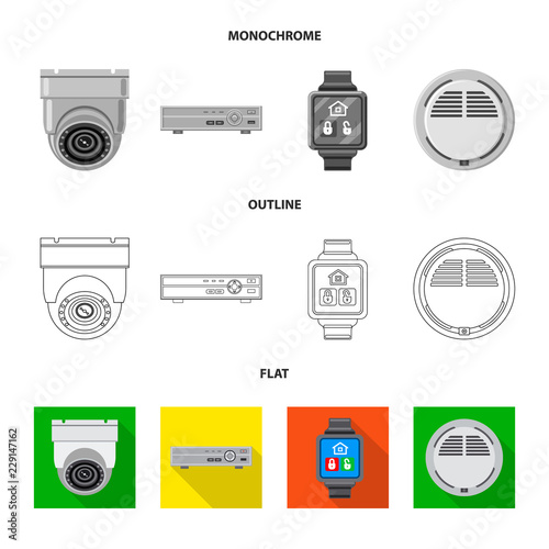 Vector illustration of office and house icon. Collection of office and system stock vector illustration.