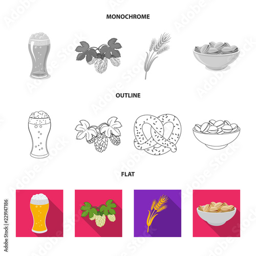 Isolated object of pub and bar logo. Collection of pub and interior vector icon for stock.