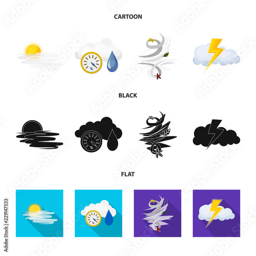 Isolated object of weather and climate icon. Collection of weather and cloud stock vector illustration.