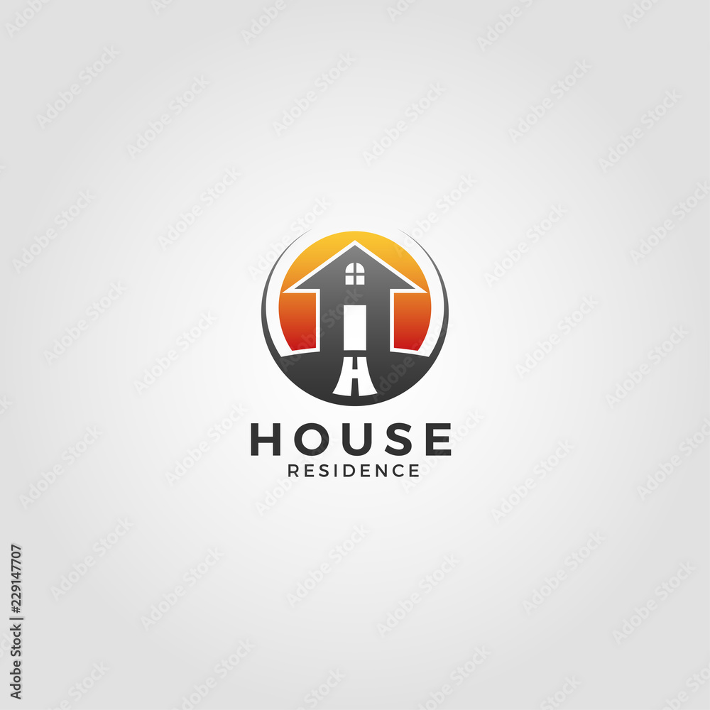 Residence House Logo Template With Circle concept Residence House Logo Template With Circle concept