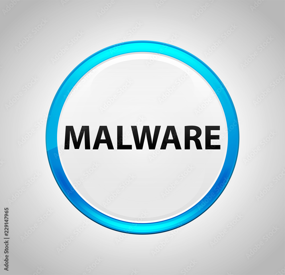 Malware Round Blue Push Button Malware Round Blue Push Button
